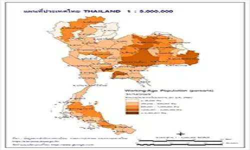 แผนที่จำนวนประชากรวัยแรงงานของประเทศไทย Working-Age Population 31/12/2025