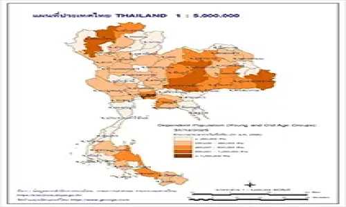 แผนที่จำนวนประชากรวัยพึ่งพิงของประเทศไทย Dependent Population 31/12/2025